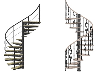 欧式金属旋转楼梯su模型