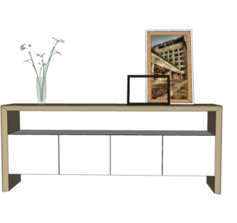 现代实木边柜su模型