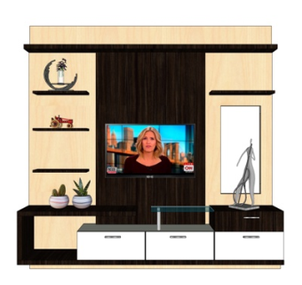 现代实木电视柜su模型