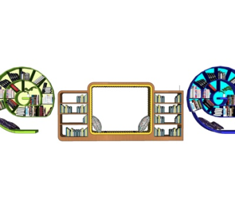 现代实木书柜su模型