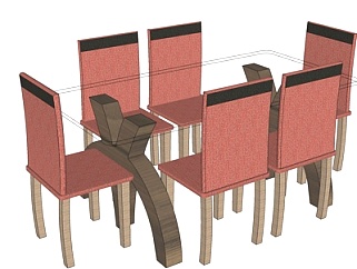 <em>现代简约餐桌</em>椅su模型