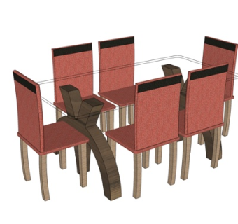 现代简约餐桌椅su模型