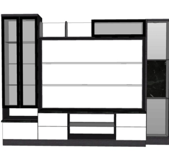 现代实木电视柜su模型