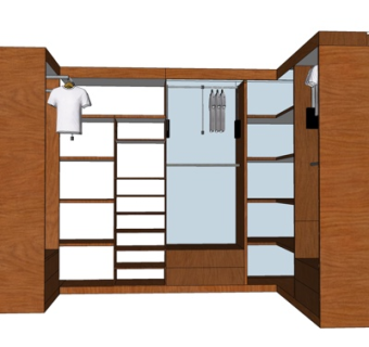 现代实木衣柜su模型