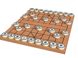 中式实木象棋su模型