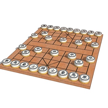 中式实木<em>象棋</em>su模型