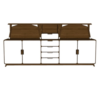 现代实木边柜su模型