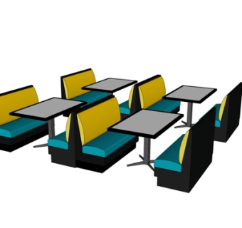 现代卡位餐桌椅su模型