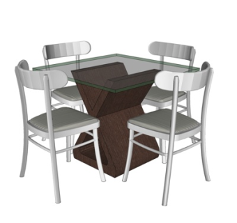 现代方形餐桌椅su模型