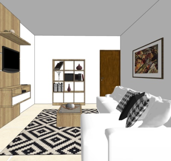 现简约客厅su模型