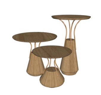 现代实木圆几su模型