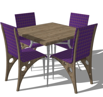 现代实木餐桌椅su模型