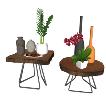 现代实木边几su模型