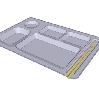 现代金属餐盘su模型