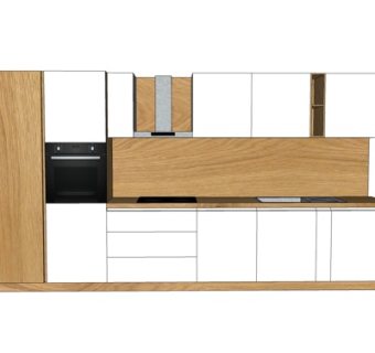 现代实木橱柜su模型