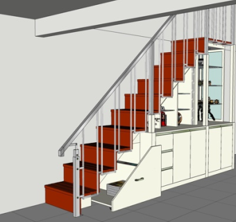 现代实木楼梯su模型