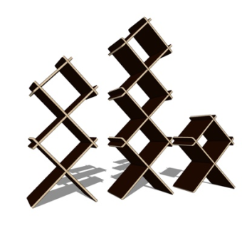 现代实木装饰柜su模型