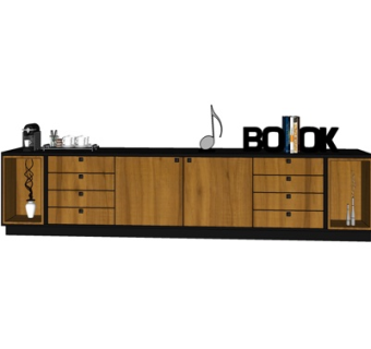 现代实木橱柜su模型