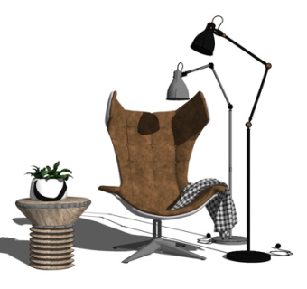 现代布艺休闲桌椅su模型