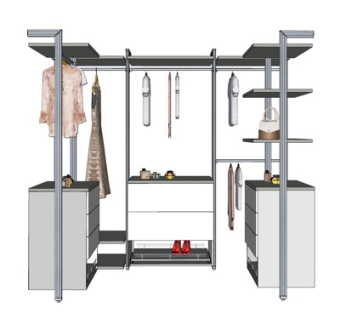 现代实木衣架衣柜su模型