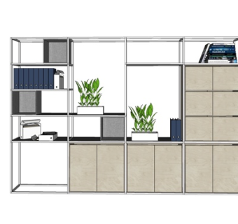 现代实木装饰柜su模型