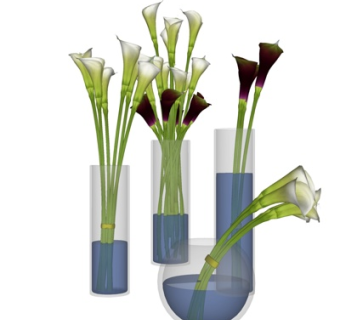 现代花瓶花卉su模型