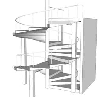现代旋转楼梯su模型