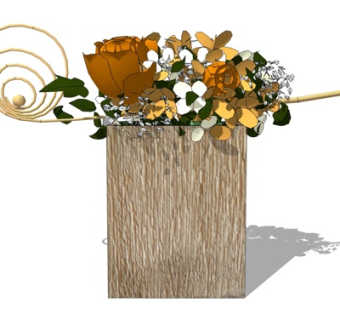 现代花瓶花卉su模型