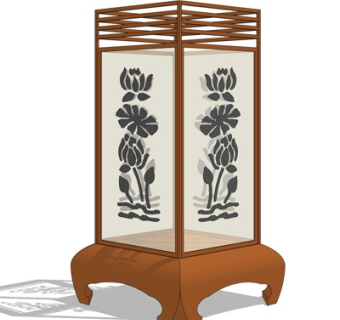 新中式实木落地灯su模型