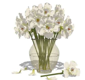 现代花瓶花卉su模型