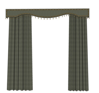 现代布艺窗帘su模型