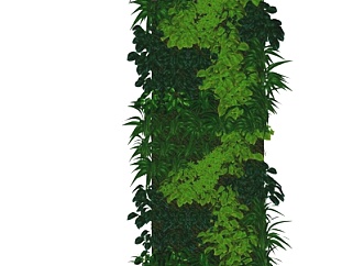 现代绿植墙su模型