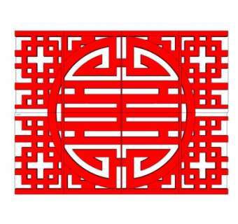 中式实木屏风隔断su模型