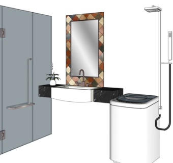 现代浴室洗手台su模型