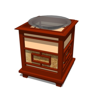 中式实木火盆台su模型