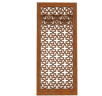 中式花格屏风隔断su模型