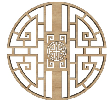 中式实木屏风隔断su模型