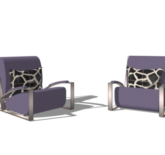 现代布艺休闲沙发su模型