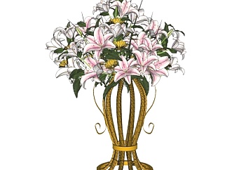 现代花瓶花卉su模型