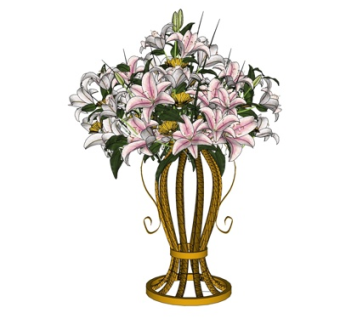 现代花瓶花卉su模型