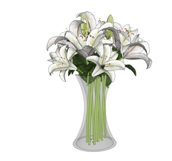 现代花瓶花卉su模型