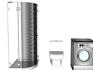 现代淋浴<em>房</em>马桶洗衣机su模型