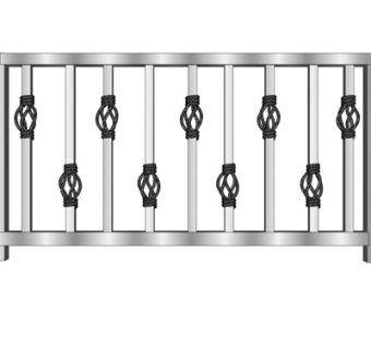 现代铁艺护栏su模型