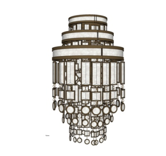新中式水晶吊灯su模型