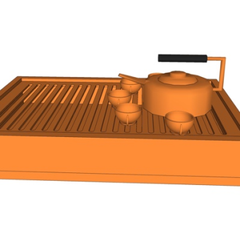 现代茶具su模型