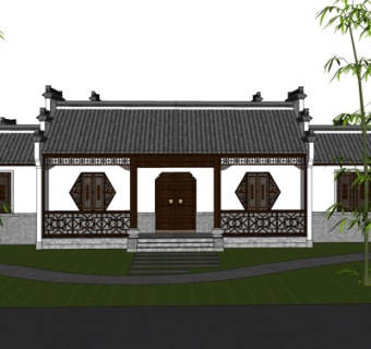 中式庭院大门su模型