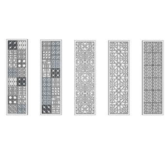 现代镂空隔断屏风su模型