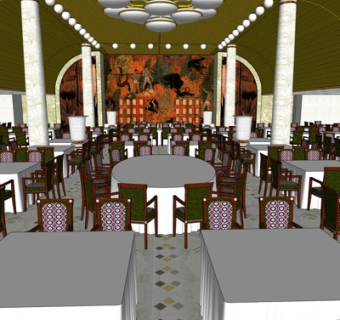 现代酒店宴会厅su模型