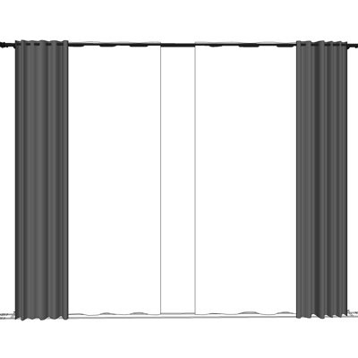 现代布艺窗帘su模型