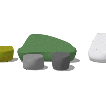 现代布艺休闲沙发su模型